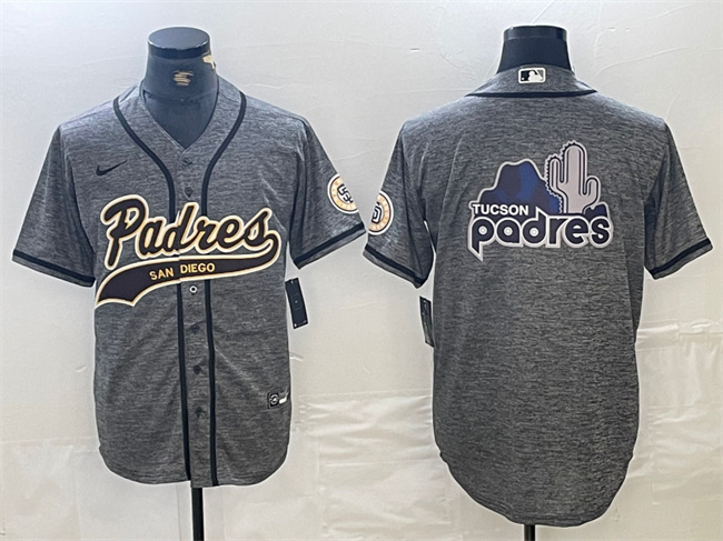 Men's San Diego Padres Gray Team Big Logo Cool Base Stitched Baseball Jersey